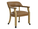 Rylie Captains Chair, Natural Finish with Camel Vegan Leather from Steve Silver - Luna Furniture