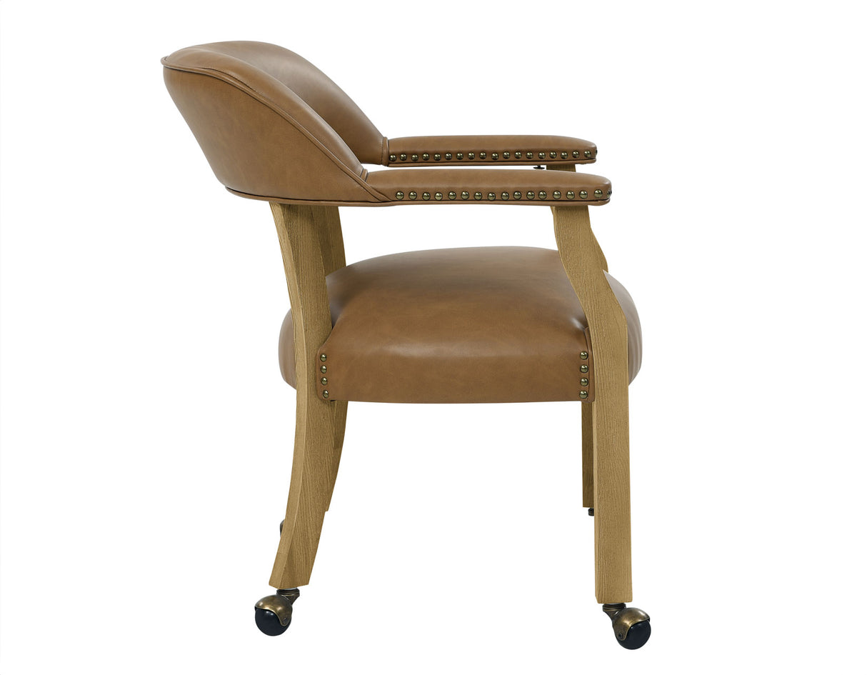 Rylie Captains Chair, Natural Finish with Camel Vegan Leather from Steve Silver - Luna Furniture