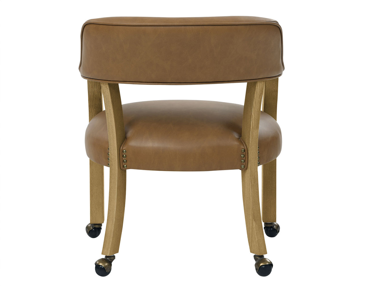 Rylie Captains Chair, Natural Finish with Camel Vegan Leather from Steve Silver - Luna Furniture