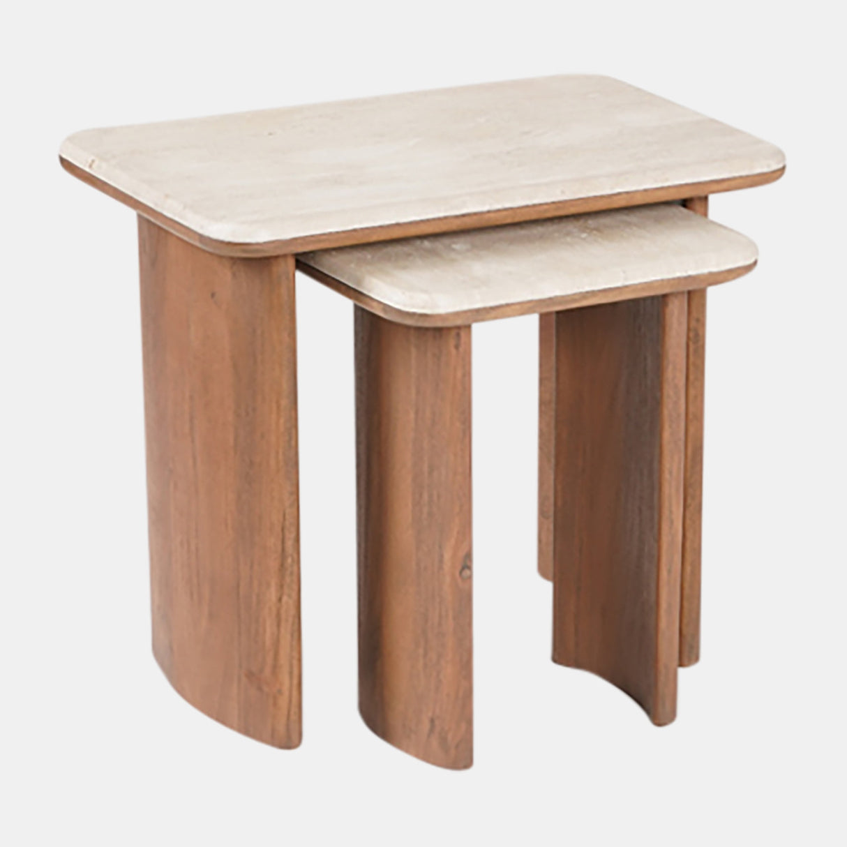 S/2 19/21" Nested Travertine Side Tables, Kd/2bx from Sagebrook Home - Luna Furniture