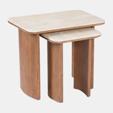 S/2 19/21" Nested Travertine Side Tables, Kd/2bx from Sagebrook Home - Luna Furniture