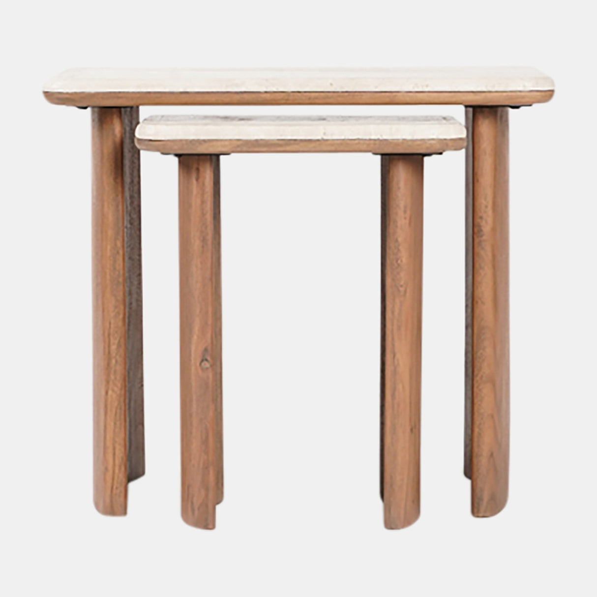 S/2 19/21" Nested Travertine Side Tables, Kd/2bx from Sagebrook Home - Luna Furniture