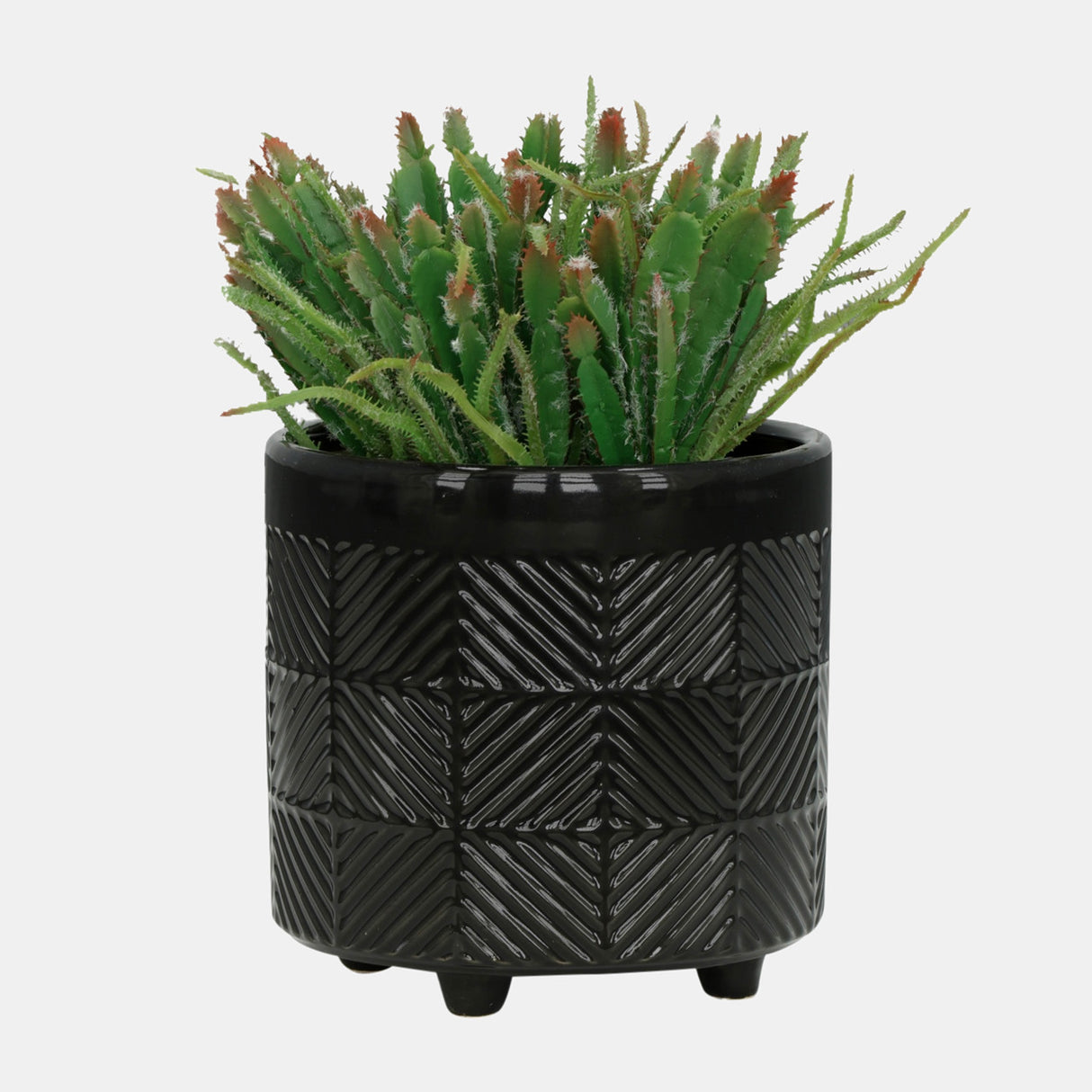 S/2 6/8" Textured Planters, Shiny Black from Sagebrook Home - Luna Furniture