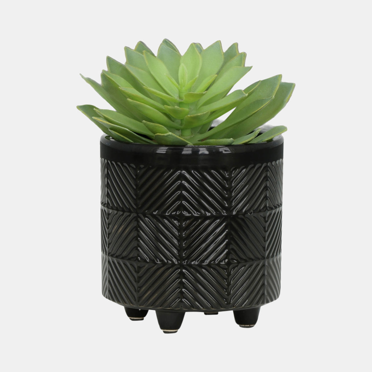 S/2 6/8" Textured Planters, Shiny Black from Sagebrook Home - Luna Furniture