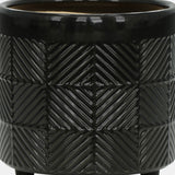 S/2 6/8" Textured Planters, Shiny Black from Sagebrook Home - Luna Furniture