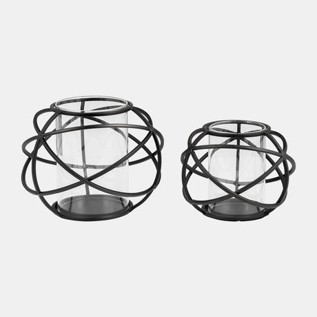 S/2 6" Orb Candle Holder , Black from Sagebrook Home - Luna Furniture