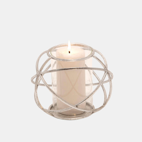 S/2 6" Orb Candle Holder , Silver from Sagebrook Home - Luna Furniture