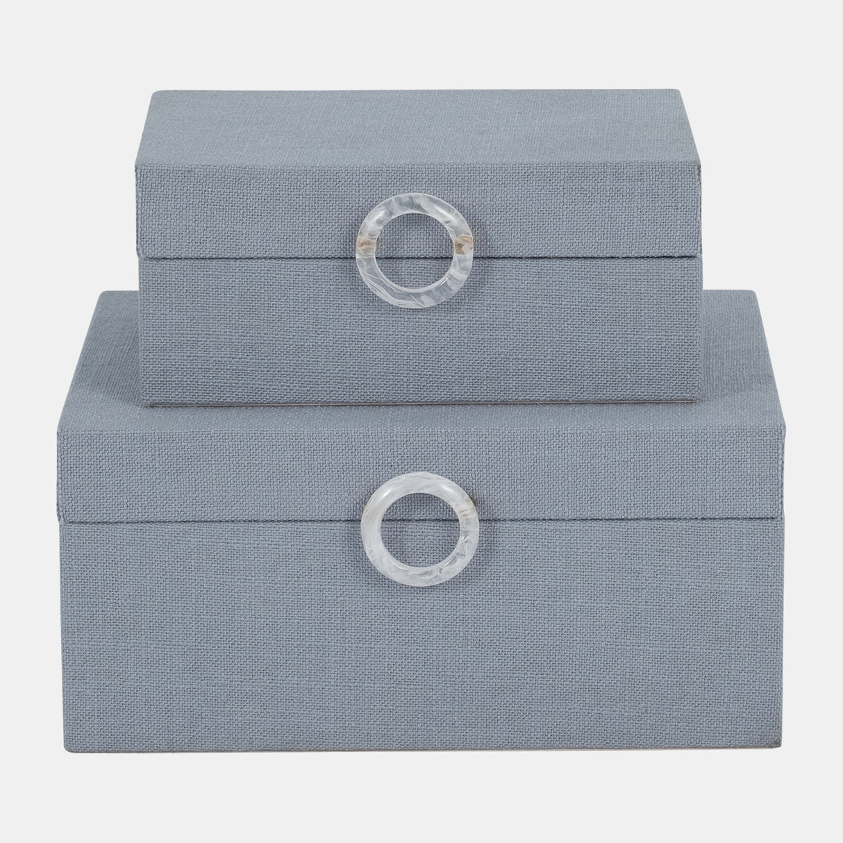 S/2 7/9" Box W/ Ring Detail, Denim Blue from Sagebrook Home - Luna Furniture