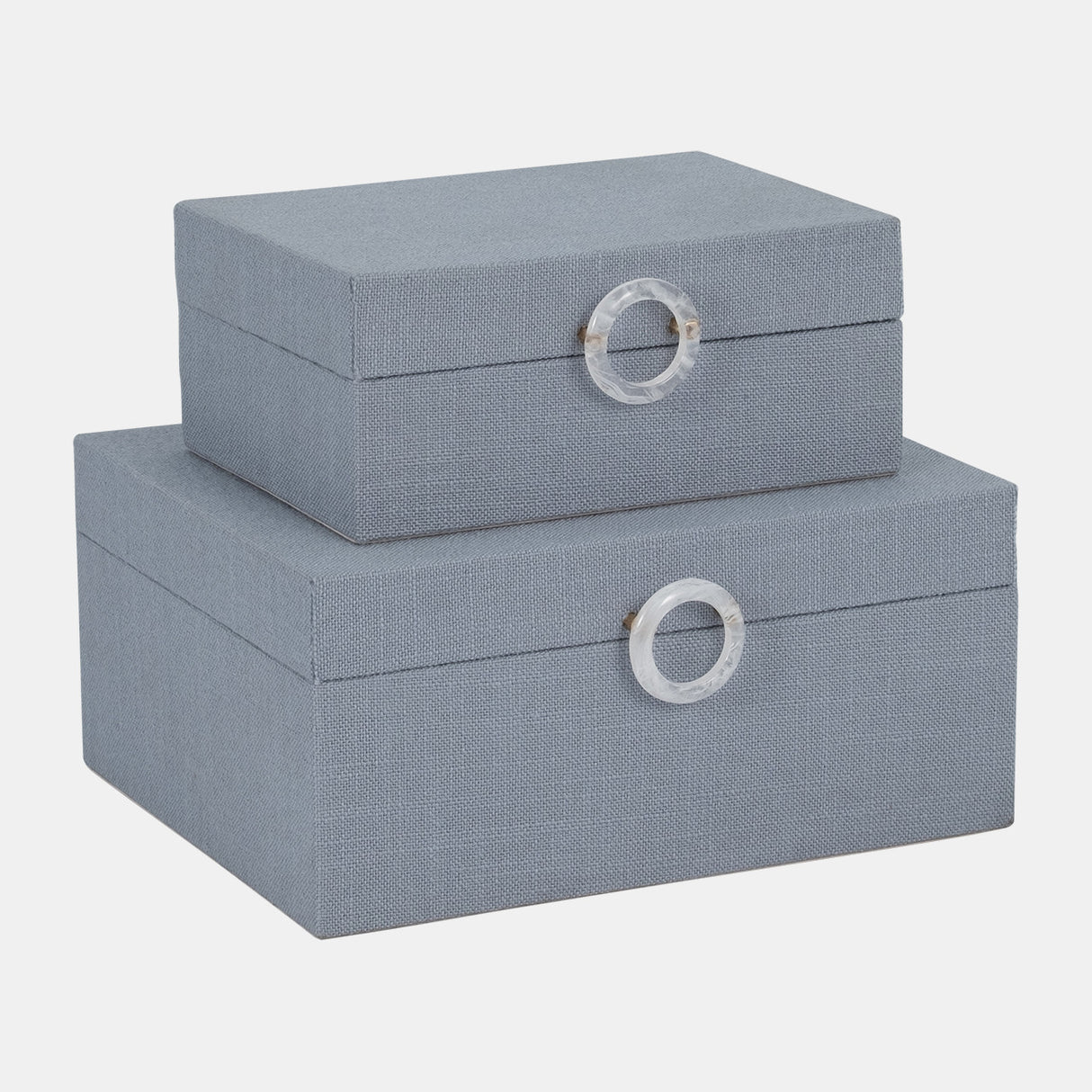 S/2 7/9" Box W/ Ring Detail, Denim Blue from Sagebrook Home - Luna Furniture