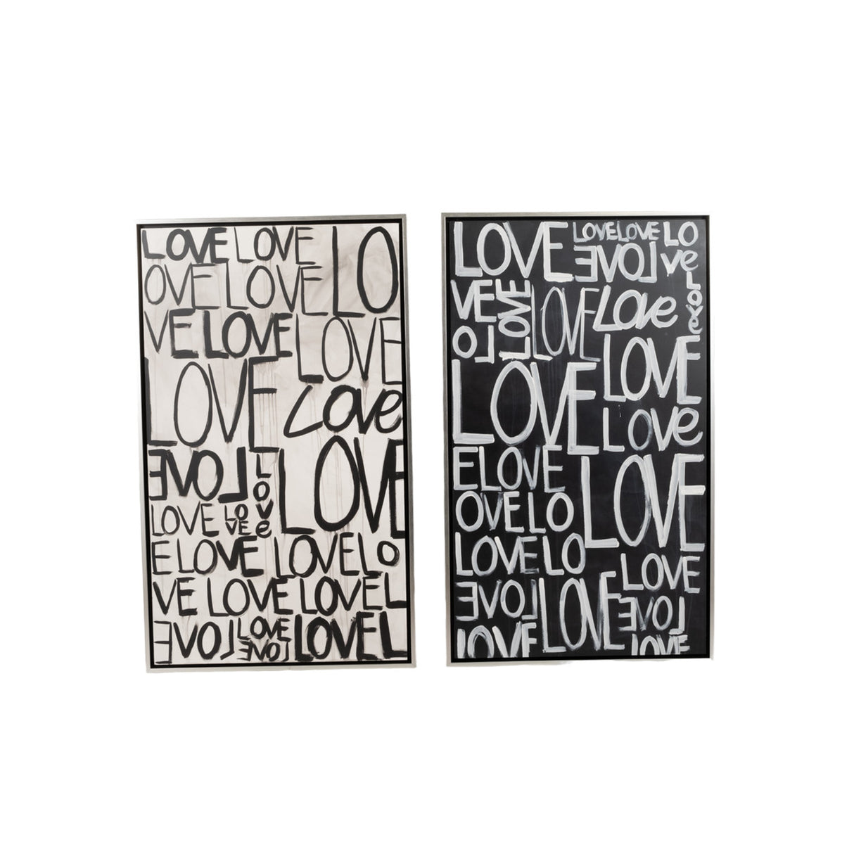 S/2 71x59 Hand Painted Love Scribble, Black/white from Sagebrook Home - Luna Furniture