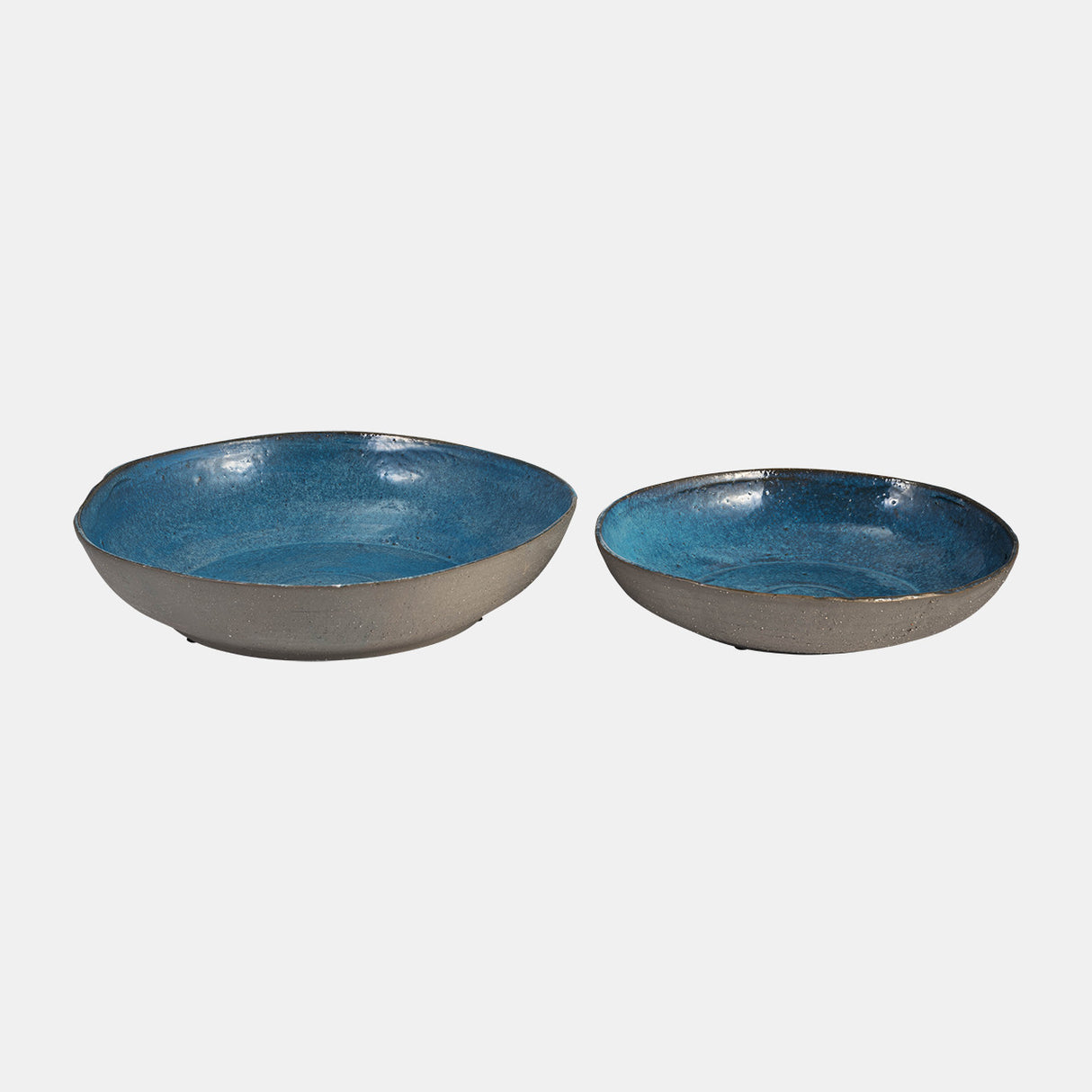 S/2 Ceramic 12/15" Bowls, Blue - 14352