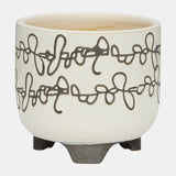 S/2 Ceramic 6/8" Scribble Footed Planter, Beige from Sagebrook Home - Luna Furniture