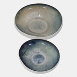 S/2 Ceramic Bowls 12/15", White/green - 13944-01