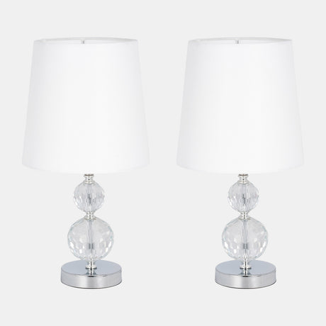 S/2 Crystal 19" Faceted Table Lamp, Silver from Sagebrook Home - Luna Furniture