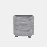 S/2 Footed Planter W/ Lines 6/8", Gray from Sagebrook Home - Luna Furniture