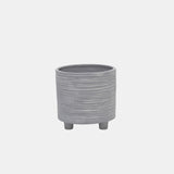 S/2 Footed Planter W/ Lines 6/8", Gray from Sagebrook Home - Luna Furniture