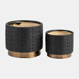 S/2 Mesh Metallic Planters 6/8", Black from Sagebrook Home - Luna Furniture