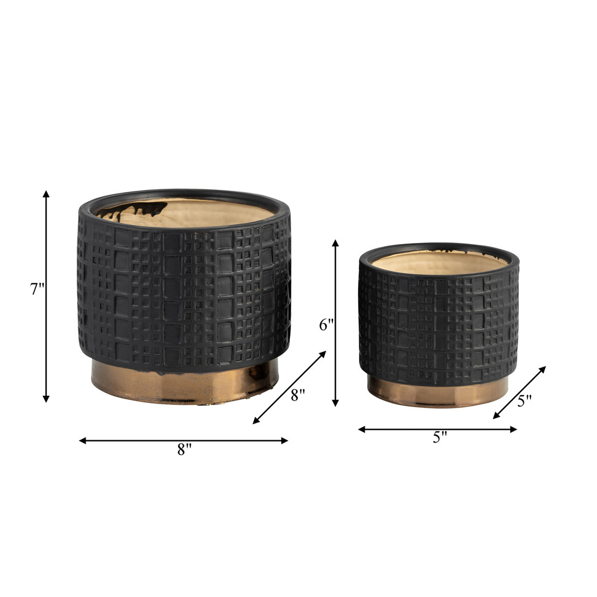 S/2 Mesh Metallic Planters 6/8", Black from Sagebrook Home - Luna Furniture