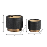 S/2 Mesh Metallic Planters 6/8", Black from Sagebrook Home - Luna Furniture