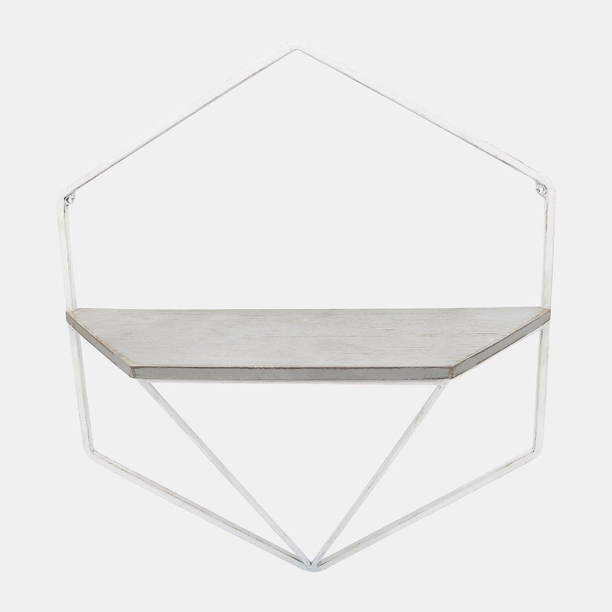 S/2 Metal / Wood Hexagon Wall Shelves, Wht/gray from Sagebrook Home - Luna Furniture