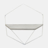 S/2 Metal / Wood Hexagon Wall Shelves, Wht/gray from Sagebrook Home - Luna Furniture