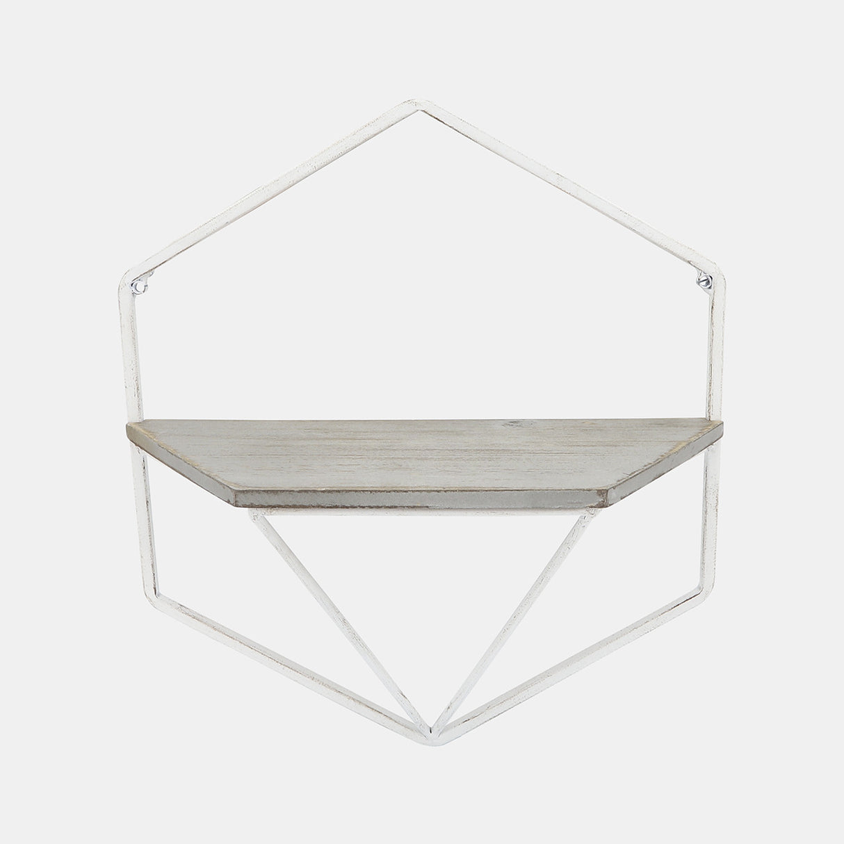 S/2 Metal / Wood Hexagon Wall Shelves, Wht/gray from Sagebrook Home - Luna Furniture