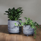 S/2 Tribal Look Footed Planter 6/8", Black from Sagebrook Home - Luna Furniture