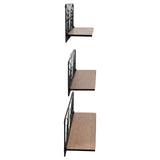 S/3 19/21/24" Wall Shelves, Natural/black from Sagebrook Home - Luna Furniture