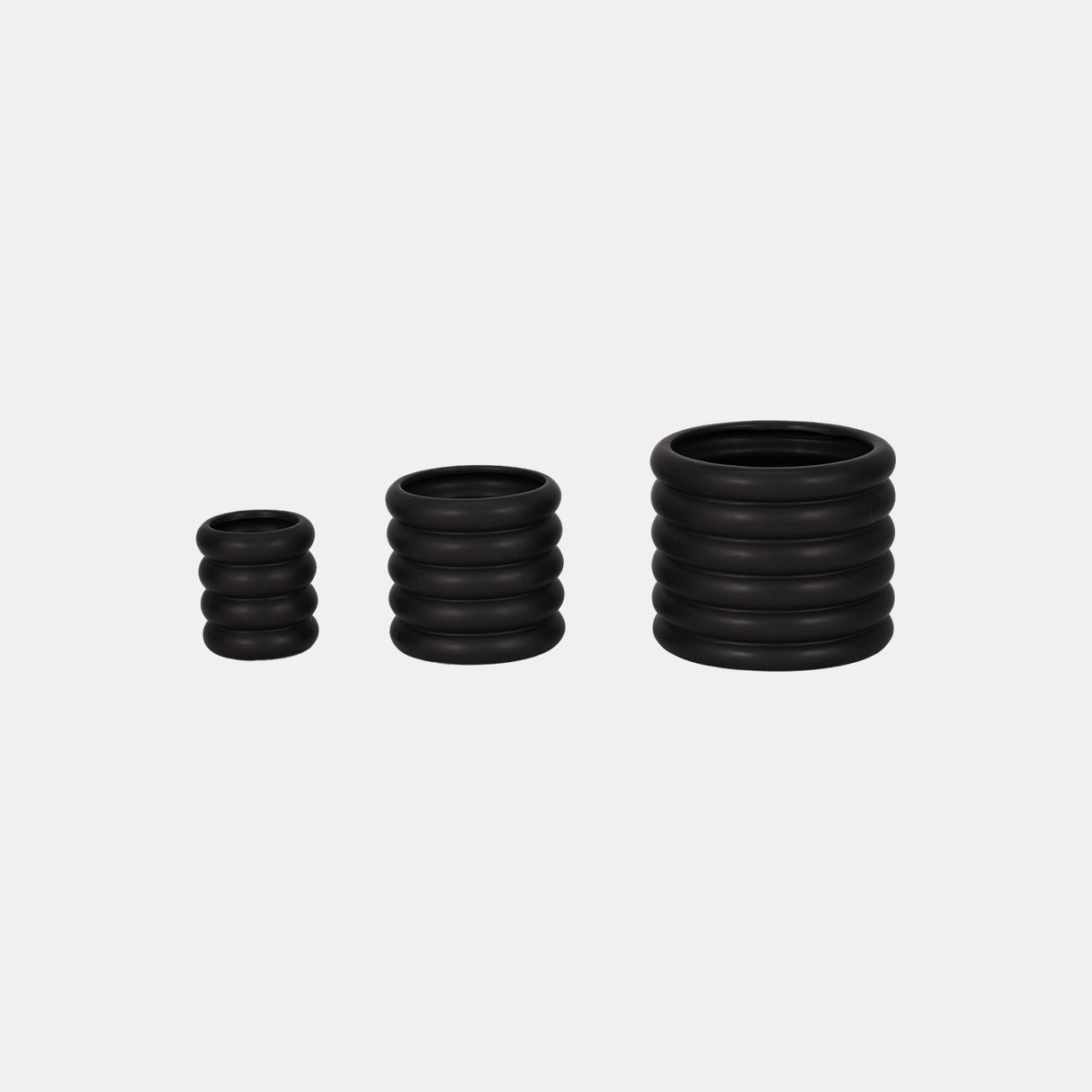 S/3 4/6/7" Stacked Rings Planters, Black from Sagebrook Home - Luna Furniture