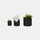 S/3 4/6/7" Stacked Rings Planters, Black from Sagebrook Home - Luna Furniture