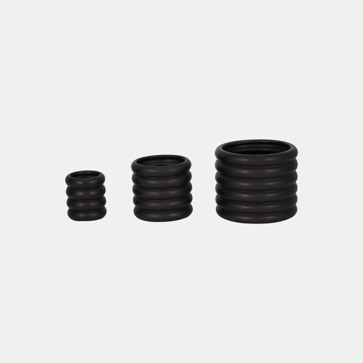 S/3 4/6/7" Stacked Rings Planters, Black from Sagebrook Home - Luna Furniture