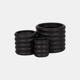 S/3 4/6/7" Stacked Rings Planters, Black from Sagebrook Home - Luna Furniture