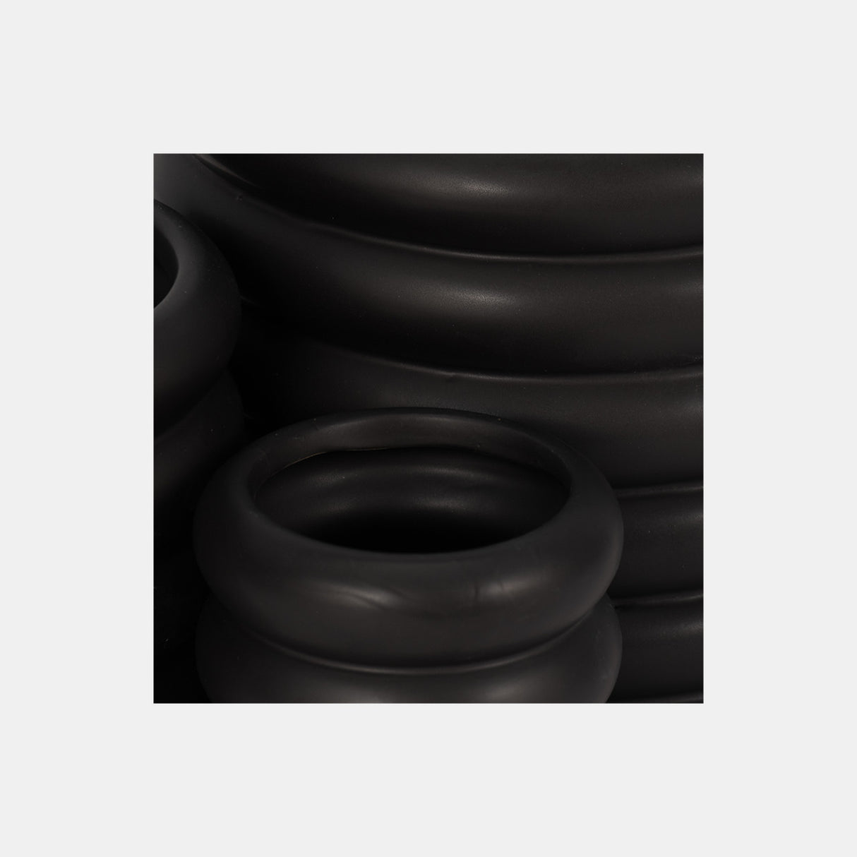 S/3 4/6/7" Stacked Rings Planters, Black from Sagebrook Home - Luna Furniture