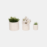 S/3 4/6/7" Stacked Rings Planters, White from Sagebrook Home - Luna Furniture