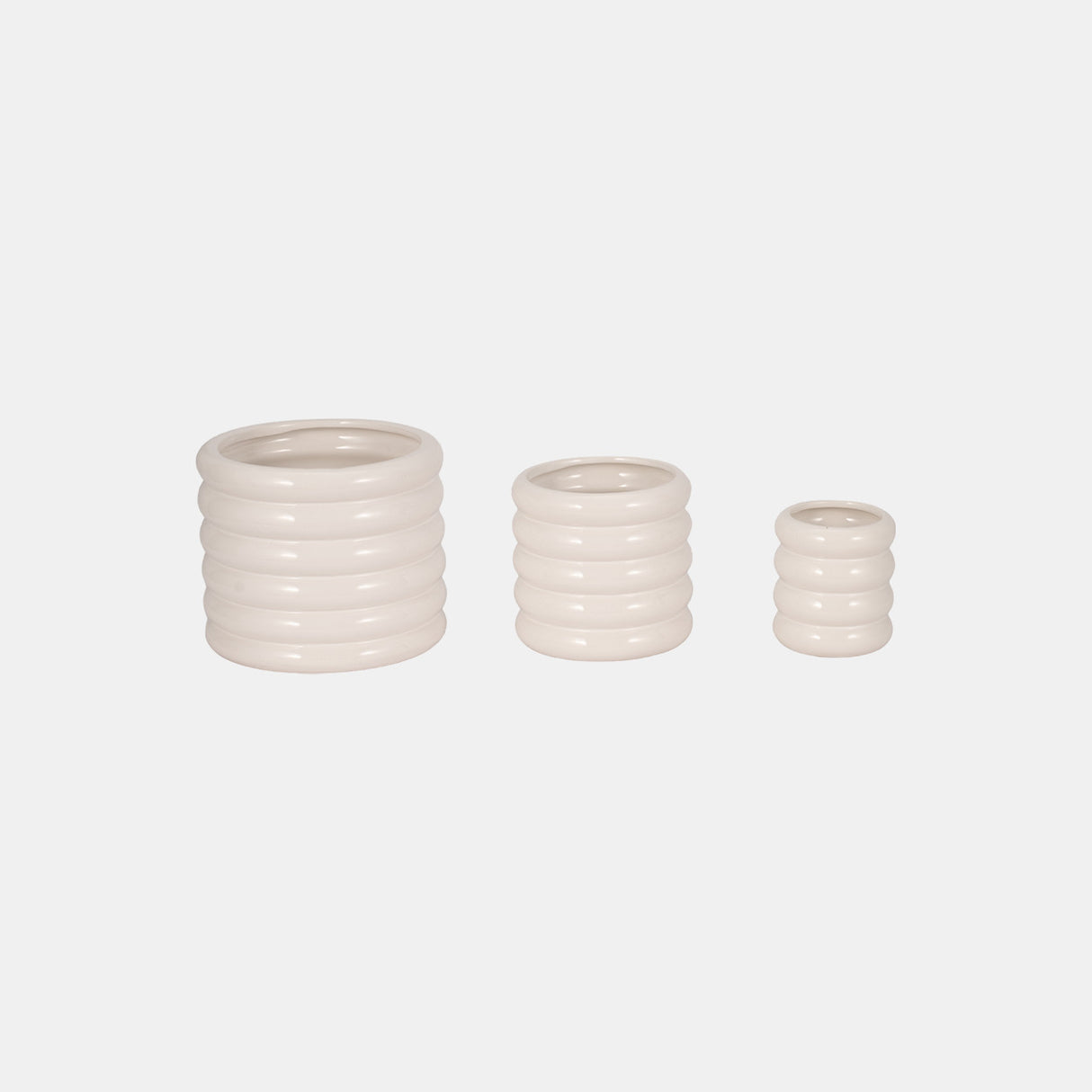 S/3 4/6/7" Stacked Rings Planters, White from Sagebrook Home - Luna Furniture