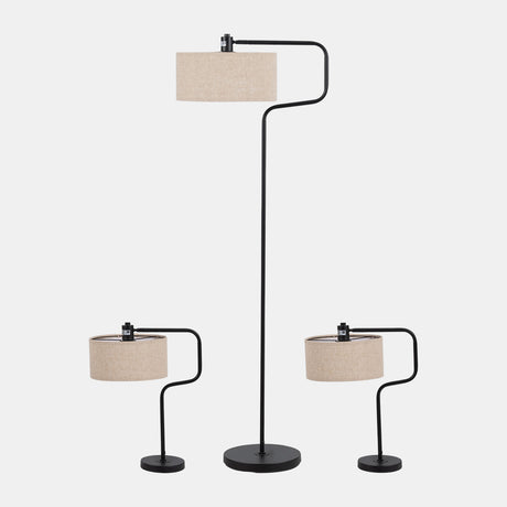 S/3 61"/21"metal Floor And Table Lamps, Black from Sagebrook Home - Luna Furniture