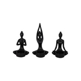 S/3, 7"h Resin Yoga Women Tealight Holder, Bk from Sagebrook Home - Luna Furniture