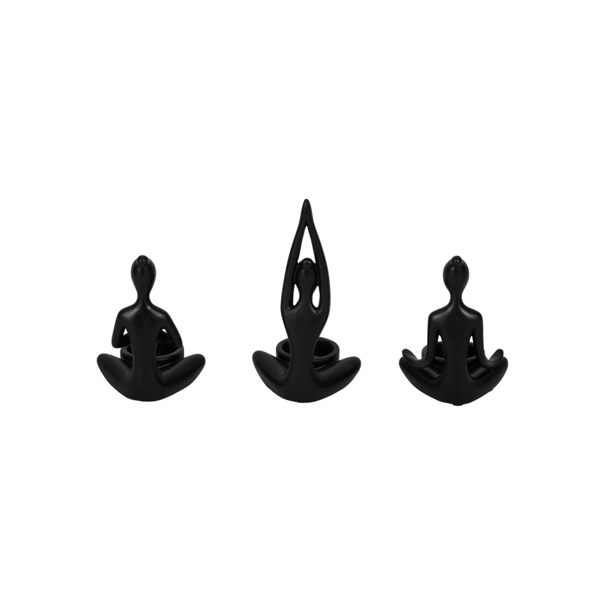 S/3, 7"h Resin Yoga Women Tealight Holder, Bk from Sagebrook Home - Luna Furniture