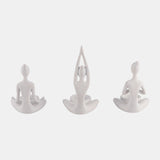 S/3, 7"h Resin Yoga Women Tealight Holder, Wt from Sagebrook Home - Luna Furniture