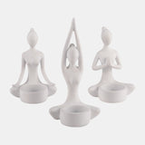 S/3, 7"h Resin Yoga Women Tealight Holder, Wt from Sagebrook Home - Luna Furniture