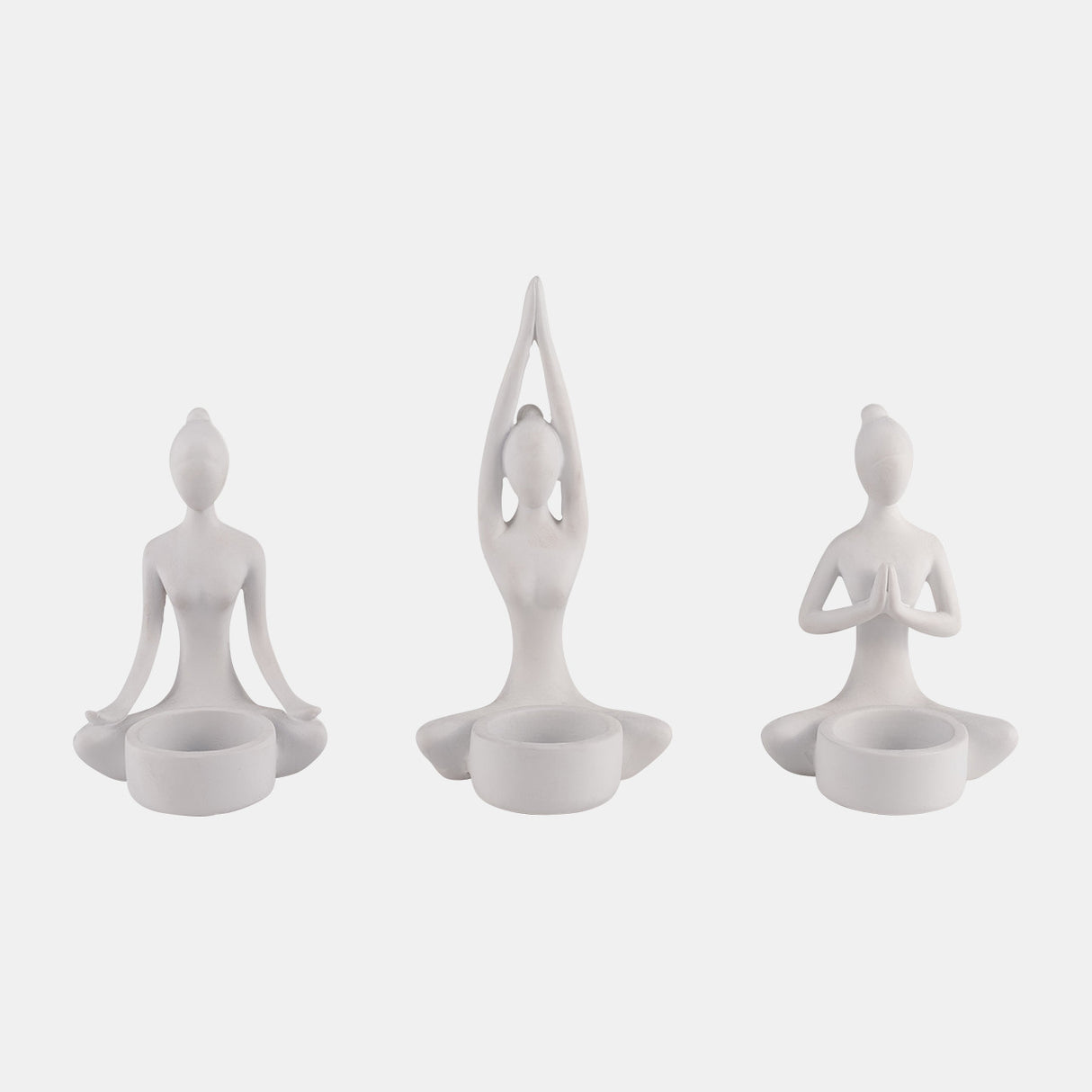 S/3, 7"h Resin Yoga Women Tealight Holder, Wt from Sagebrook Home - Luna Furniture