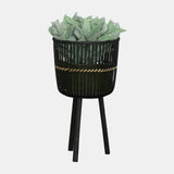 S/3 Bamboo Footed Planters 11/13/15", Black from Sagebrook Home - Luna Furniture