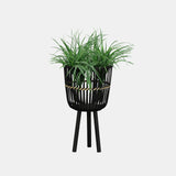 S/3 Bamboo Footed Planters 11/13/15", Black from Sagebrook Home - Luna Furniture