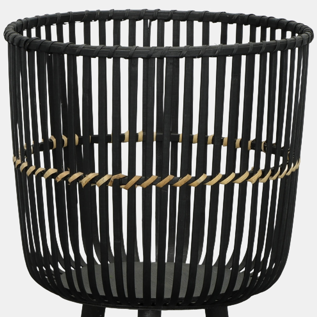 S/3 Bamboo Footed Planters 11/13/15", Black from Sagebrook Home - Luna Furniture