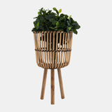 S/3 Bamboo Footed Planters 11/13/15", Natural from Sagebrook Home - Luna Furniture