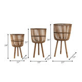 S/3 Bamboo Footed Planters 11/13/15", Natural from Sagebrook Home - Luna Furniture