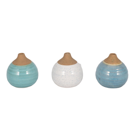 S/3 Glazed Bud Vases, Blue/turq/white from Sagebrook Home - Luna Furniture