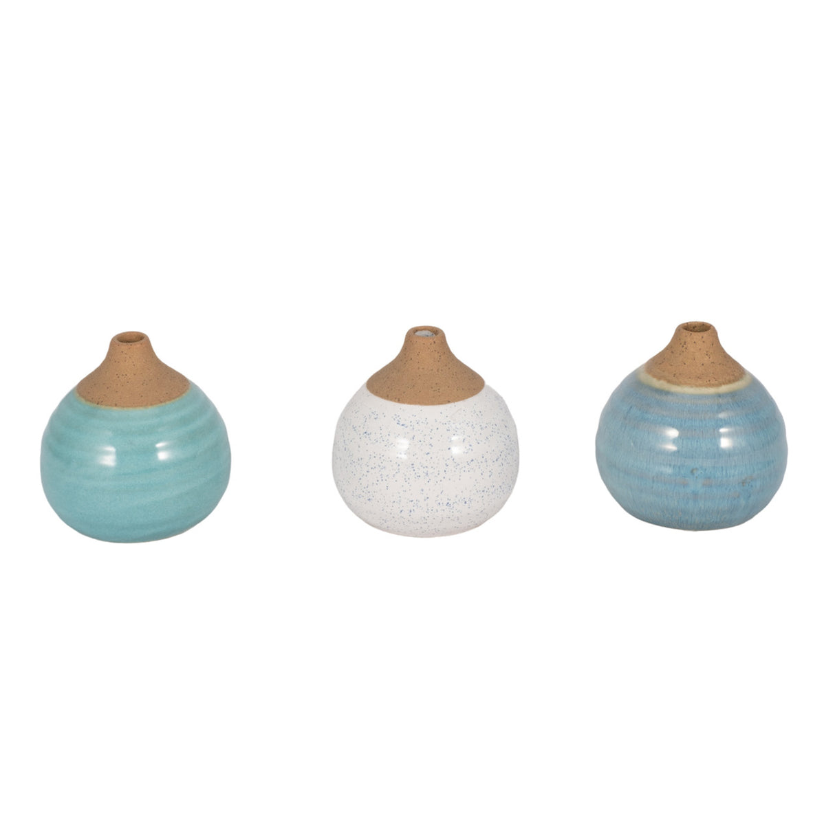 S/3 Glazed Bud Vases, Blue/turq/white from Sagebrook Home - Luna Furniture