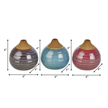 S/3 Glazed Bud Vases, Purple/blue/pink from Sagebrook Home - Luna Furniture