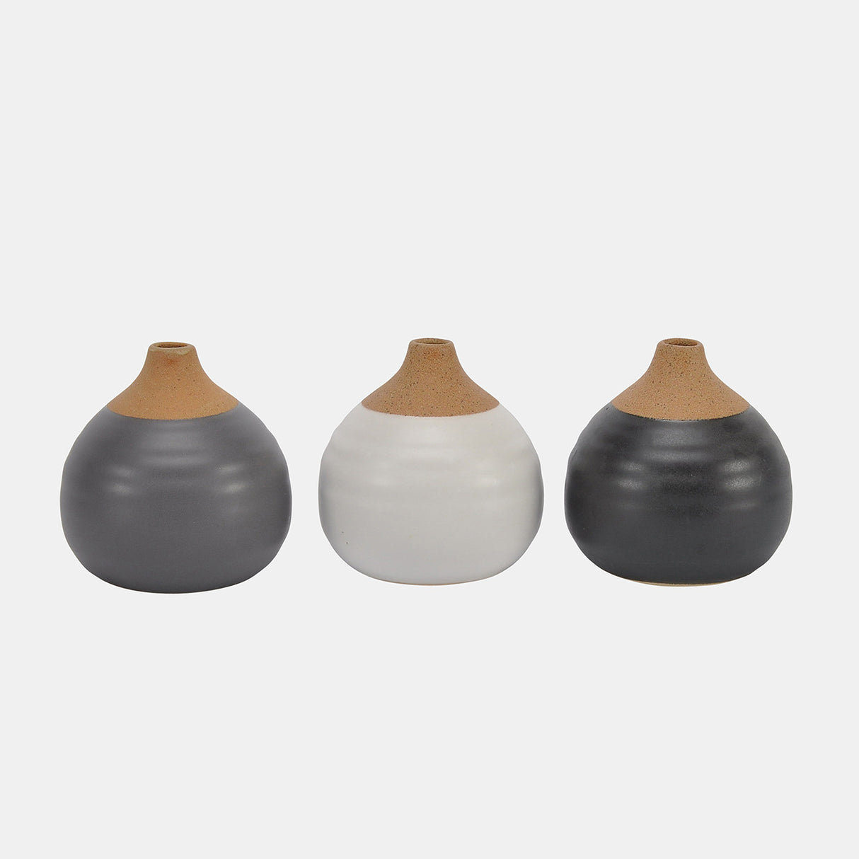 S/3 Matte Bud Vases, Black/gray/white from Sagebrook Home - Luna Furniture